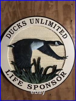 Vintage 3D Ducks Unlimited Life Sponsor Wall Wood Plaque Sign Big Sky Carvers