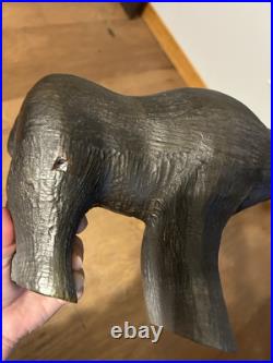 Vintage Adorable Big Sky Carvers Large Heavy Wooden Moose Statue & Free Shipping