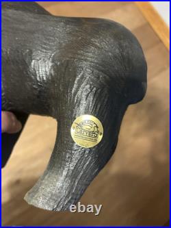 Vintage Adorable Big Sky Carvers Large Heavy Wooden Moose Statue & Free Shipping