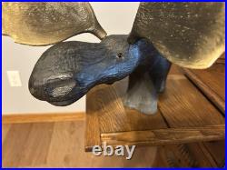 Vintage Adorable Big Sky Carvers Large Heavy Wooden Moose Statue & Free Shipping