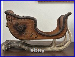 Vintage BIG SKY CARVERS 19.5 Realistic Poly-Carved Sleigh with Faux Antler Skates