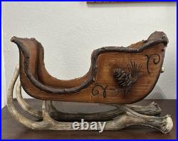 Vintage BIG SKY CARVERS 19.5 Realistic Poly-Carved Sleigh with Faux Antler Skates