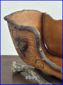 Vintage BIG SKY CARVERS 19.5 Realistic Poly-Carved Sleigh with Faux Antler Skates