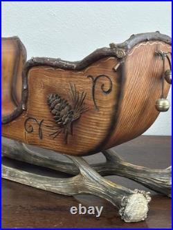 Vintage BIG SKY CARVERS 19.5 Realistic Poly-Carved Sleigh with Faux Antler Skates
