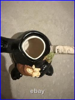 Vintage Barefoots Black Bear Yogi Bruin Ceramic Porcelain Honey Teapot