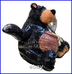 Vintage Barefoots Black Bear Yogi Bruin Ceramic Porcelain Honey Teapot Tea Pot