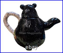Vintage Barefoots Black Bear Yogi Bruin Ceramic Porcelain Honey Teapot Tea Pot