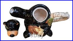 Vintage Barefoots Black Bear Yogi Bruin Ceramic Porcelain Honey Teapot Tea Pot