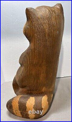 Vintage Big Sky Carvers BSC Jeff Fleming Wood Carved Raccoon Sculpture Montana