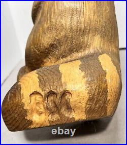 Vintage Big Sky Carvers BSC Jeff Fleming Wood Carved Raccoon Sculpture Montana