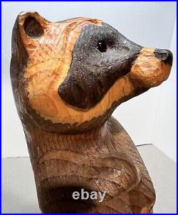 Vintage Big Sky Carvers BSC Jeff Fleming Wood Carved Raccoon Sculpture Montana