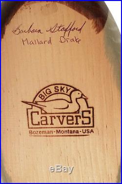 Vintage Big Sky Carvers Bozeman Montana Mallard Duck Bird Decoy Barbara Stafford