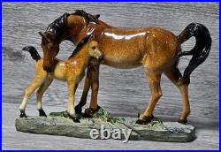 Vintage Big Sky Carvers, Brown Horse Mare And Foal Bonded Resin Sculpture