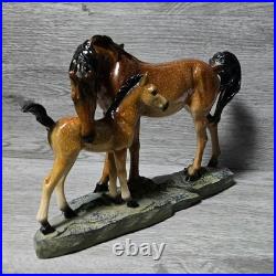 Vintage Big Sky Carvers, Brown Horse Mare And Foal Bonded Resin Sculpture