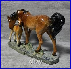 Vintage Big Sky Carvers, Brown Horse Mare And Foal Bonded Resin Sculpture