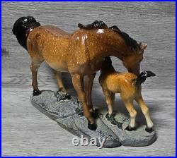 Vintage Big Sky Carvers, Brown Horse Mare And Foal Bonded Resin Sculpture