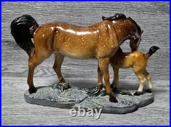 Vintage Big Sky Carvers, Brown Horse Mare And Foal Bonded Resin Sculpture
