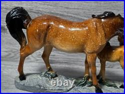Vintage Big Sky Carvers, Brown Horse Mare And Foal Bonded Resin Sculpture