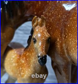 Vintage Big Sky Carvers, Brown Horse Mare And Foal Bonded Resin Sculpture
