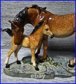 Vintage Big Sky Carvers, Brown Horse Mare And Foal Bonded Resin Sculpture