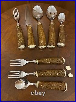 Vintage Big Sky Carvers Faux Antler Stainless Flatware 8 Misc Pieces