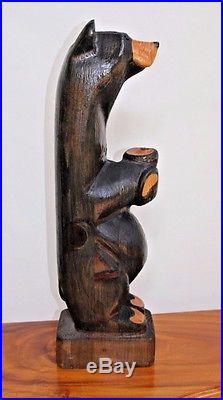 Vintage Big Sky Carvers Hand-Carved Black Bear Fishing Sculpture 26 Tall