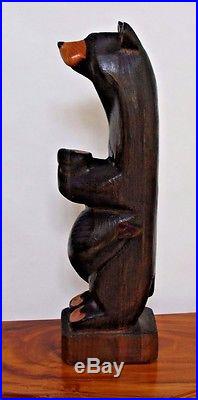 Vintage Big Sky Carvers Hand-Carved Black Bear Fishing Sculpture 26 Tall