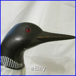 Vintage Big Sky Carvers Hand Carved Common Loon Painted Glass Eyes by J. Oriet