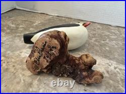 Vintage Big Sky Carvers Hand Carved Wood Puffin Glass Eyes Bird Figurine Signed