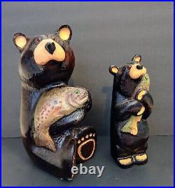 Vintage Big Sky Carvers Jeff Fleming 15 & 12 Wood Bear with Salmon Fish CHOICE