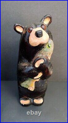 Vintage Big Sky Carvers Jeff Fleming 15 & 12 Wood Bear with Salmon Fish CHOICE