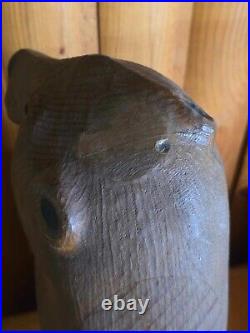 Vintage Big Sky Carvers Jeff Fleming Pine Wood Carved Bucky Beaver Sculpture