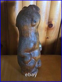 Vintage Big Sky Carvers Jeff Fleming Pine Wood Carved Otter & Fish Sculpture