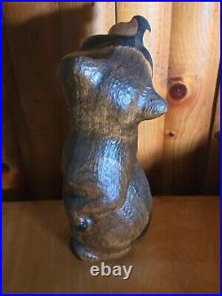 Vintage Big Sky Carvers Jeff Fleming Pine Wood Carved Raccoon & Fish Sculpture