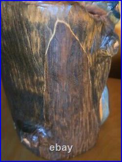 Vintage Big Sky Carvers Jeff Fleming Pine Wood Carved Raccoon in Stump