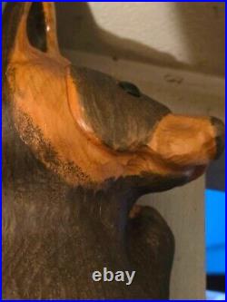 Vintage Big Sky Carvers Jeff Fleming Pine Wood Carved Rusty Raccoon Sculpture