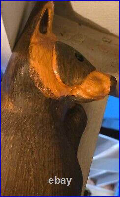 Vintage Big Sky Carvers Jeff Fleming Pine Wood Carved Rusty Raccoon Sculpture