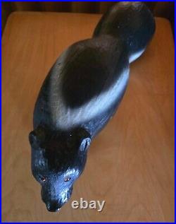 Vintage Big Sky Carvers Jeff Fleming Pine Wood Carved Skunk Sculpture