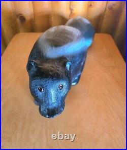 Vintage Big Sky Carvers Jeff Fleming Pine Wood Carved Skunk Sculpture