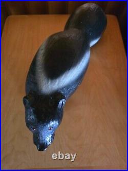 Vintage Big Sky Carvers Jeff Fleming Pine Wood Carved Skunk Sculpture