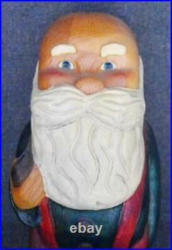 Vintage Big Sky Carvers Montana Santa Claus W Pipe Carved From Single Pc Of Wood