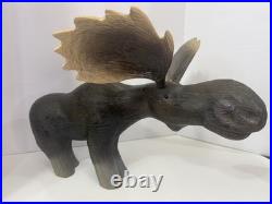Vintage Big Sky Carvers Montana Wooden Bull Moose Rustic Cabin Ski Decor