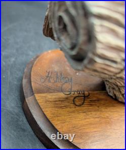 Vintage Big Sky Carvers Owls And Owlets On Branch Wood Sculpture Figurine Signed