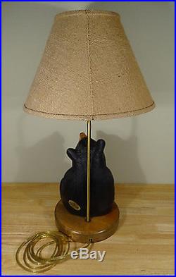 Vintage Big Sky Carvers Rosie Bear Table Lamp Solid Wood Signed Dated Bearfoots