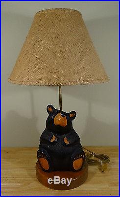 Vintage Big Sky Carvers Rosie Bear Table Lamp Solid Wood Signed Dated Bearfoots
