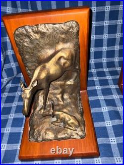 Vintage Big Sky Carvers Wildlife Bookends Bullmoose & Cow & Calf by Willie 76