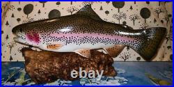 Vintage Big Sky Carvers William Bill Reel Rainbow Trout Fish Decoy Carving RARE