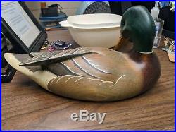 Vintage Big Sky Carvers Wooden Mallard Drake Duck Decoy with glass eye