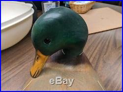 Vintage Big Sky Carvers Wooden Mallard Drake Duck Decoy with glass eye
