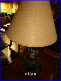Vintage Big Sky Cavers Wood Bear Table Lamp Great condition